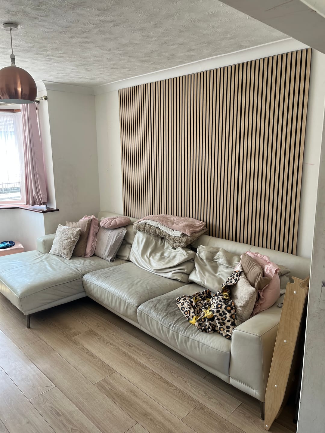 Customer photo review of Acoustic Slat Wall Panels Wooden Decorative Wall Panels Natural Oak Premium 2.4m x 0.6m