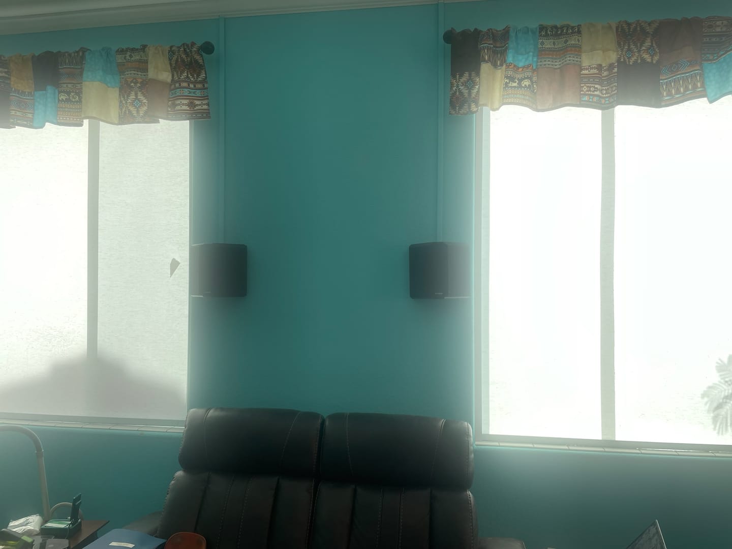 Customer photo review of Smart Motorized Light Filtering Roller Shades 70% Blackout Linen Translucent