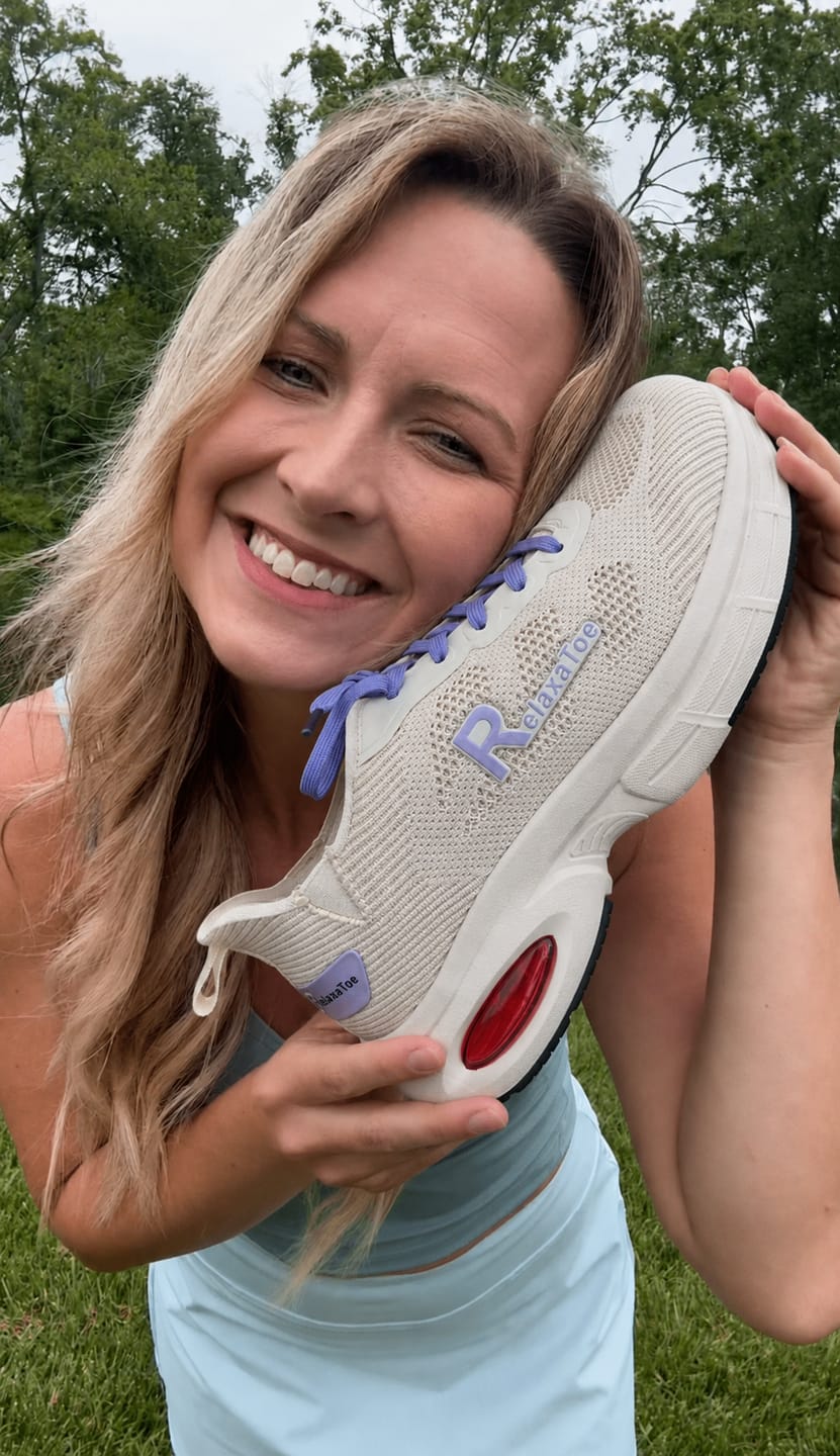 Customer photo review of RelaxaToe Hands-Free Wide Toe Box Walking Shoes
