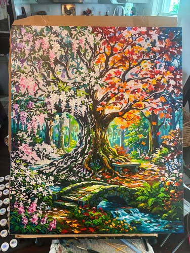 Customer photo review of Four Seasons Tree ll (80 Color Paint by Numbers)