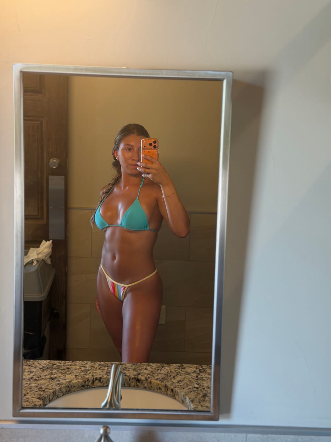 Customer photo review of 001 Triangle Bikini Top - Sky Teal