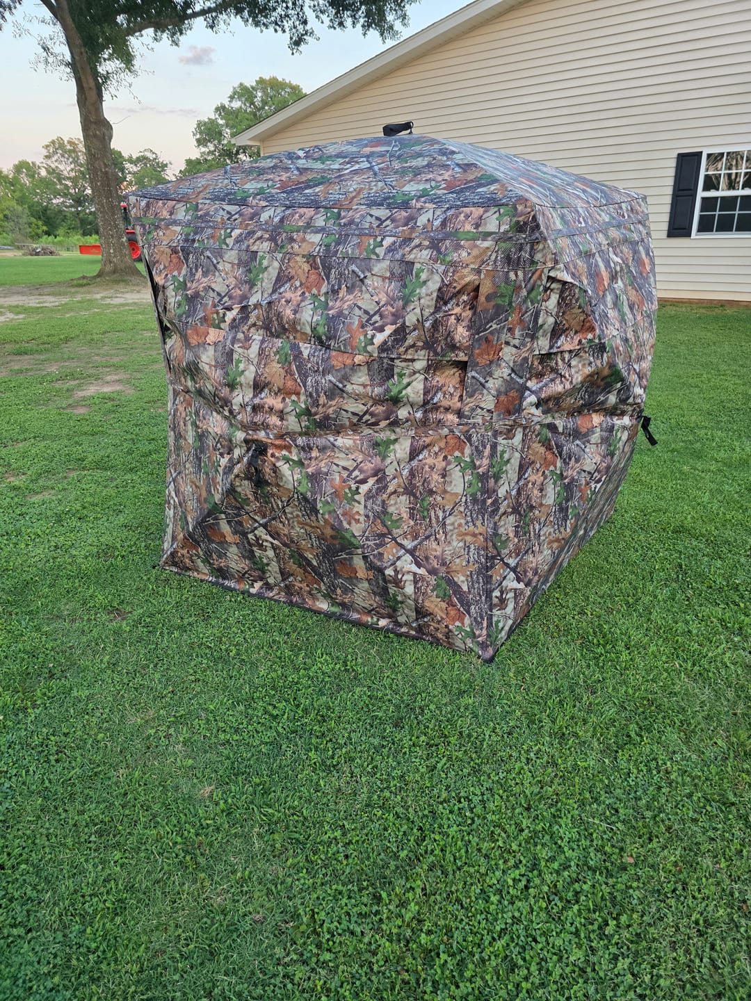 Customer photo review of VisX See Through 300D Hunting Blind 2-3 Person Pop Up Ground Deer Blind