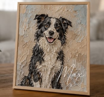 Customer photo review of Personalized Modern Painting Texture Style Pet Photo Canvas Prints with Name Warm Minimalist Home Decor Ship from USA Birthday Gift for Pet Lovers