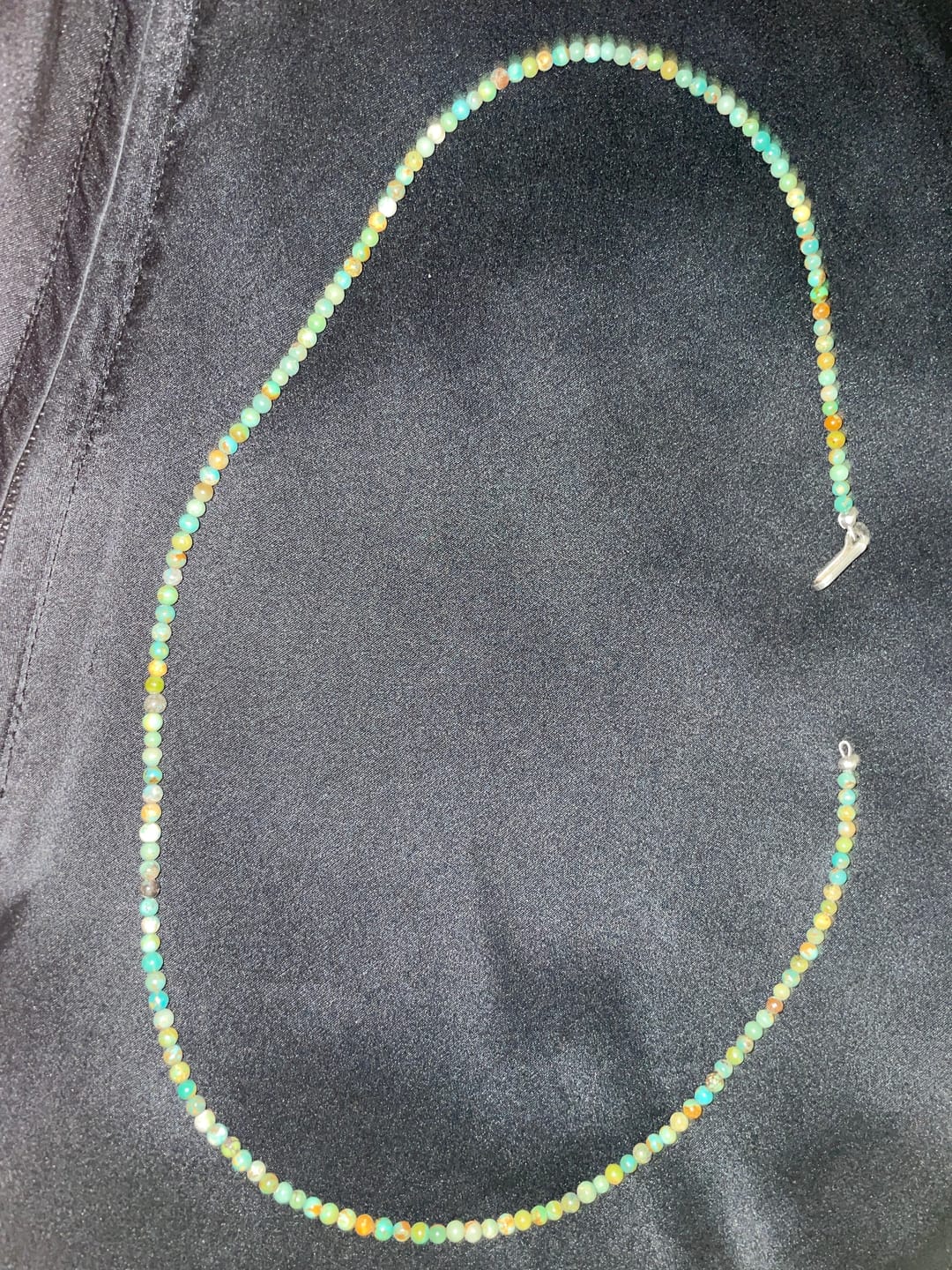Customer photo review of Handcrafted Turquoise & Sterling Silver Beaded Necklace W/ Extender- Green