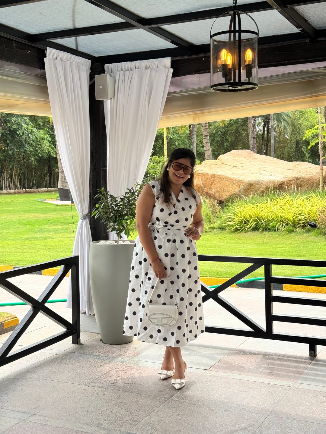 Customer photo review of Retro Polka Midi Dress With Belt