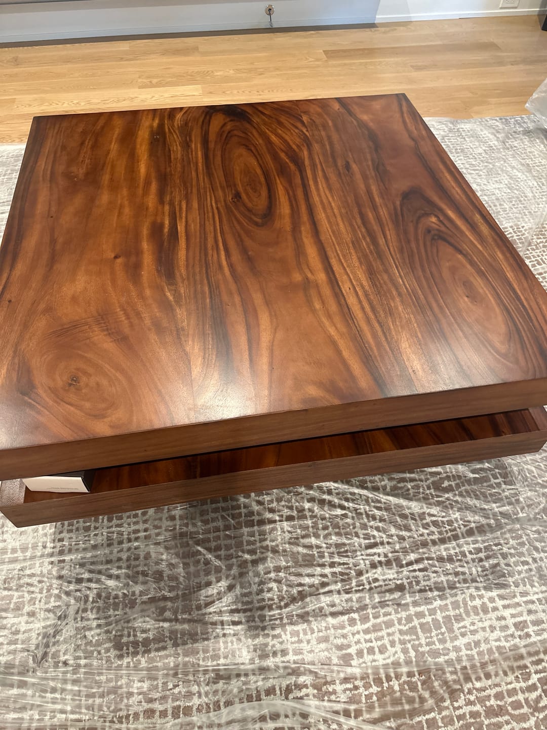 Customer photo review of Modern Rustic Wooden Live Edge Coffee Table For Living Room