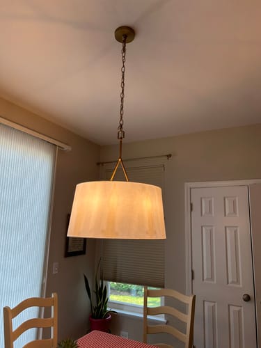 Customer photo review of Modern Candle Style Fabric Wide Drum Cage Pendant Light