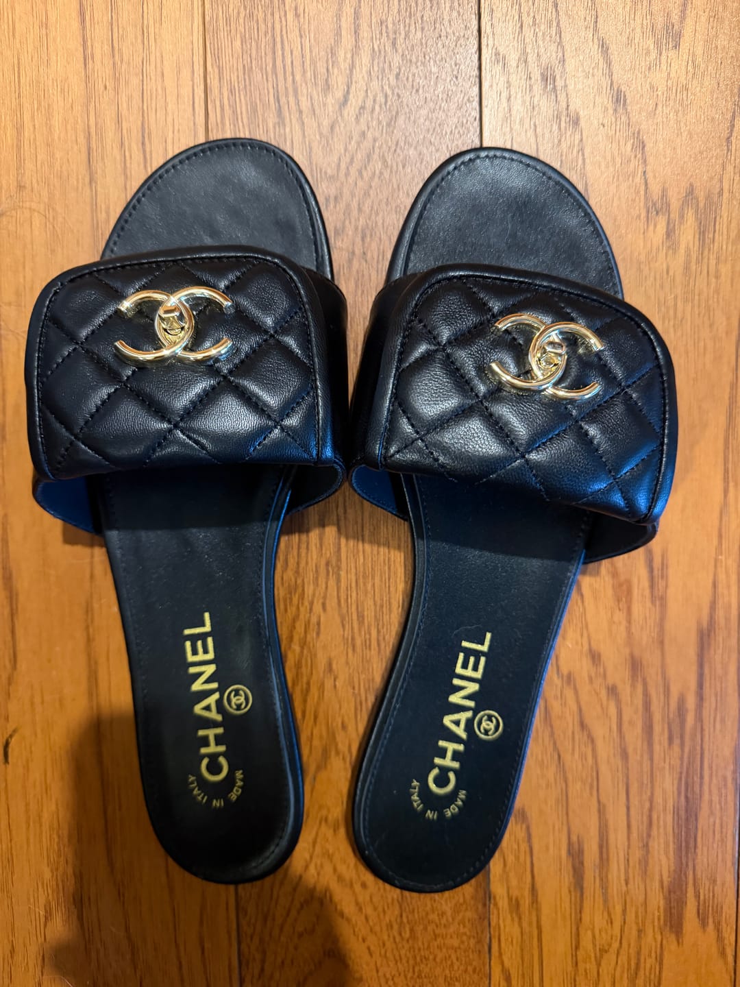 Customer photo review of CC Slippers In Quilted Lambskin
