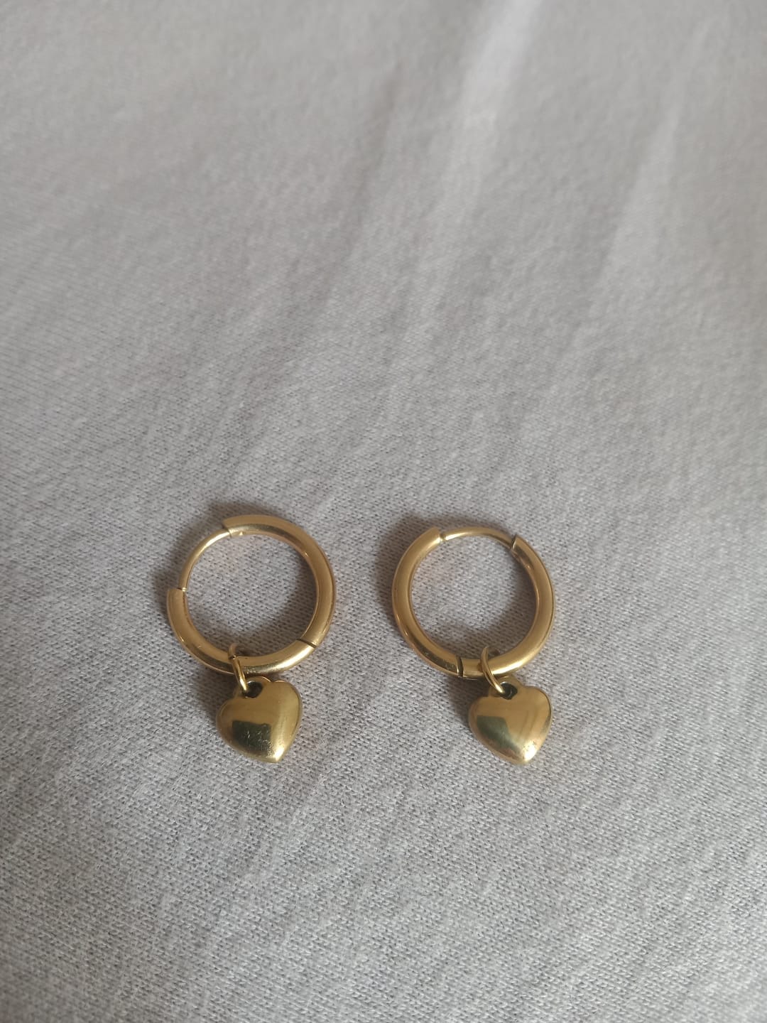 Customer photo review of Small Heart Hoop Earrings