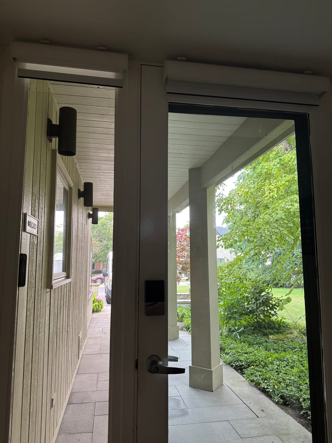 Customer photo review of SmartWings Motorized Light Filtering Roller Shades 70% Blackout Essential