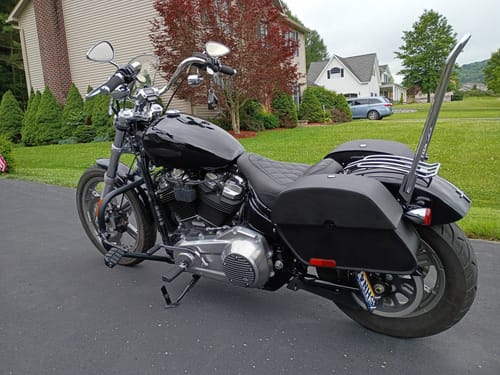 Customer photo review of 28L - Panzer Medium Hard Mount Saddlebags for Harley Softail Standard FXST