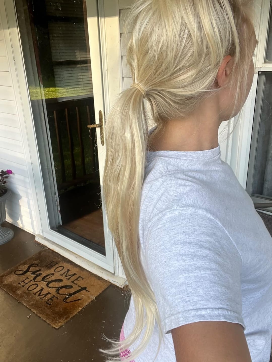 Customer photo review of 13x13cm Human Hair Toppers Mono Base Blonde Highlights #18/613