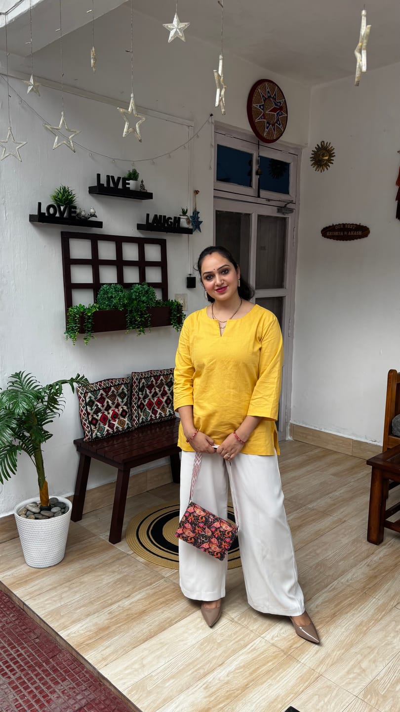 Customer photo review of Women Black Flowy Straight Long Kurta