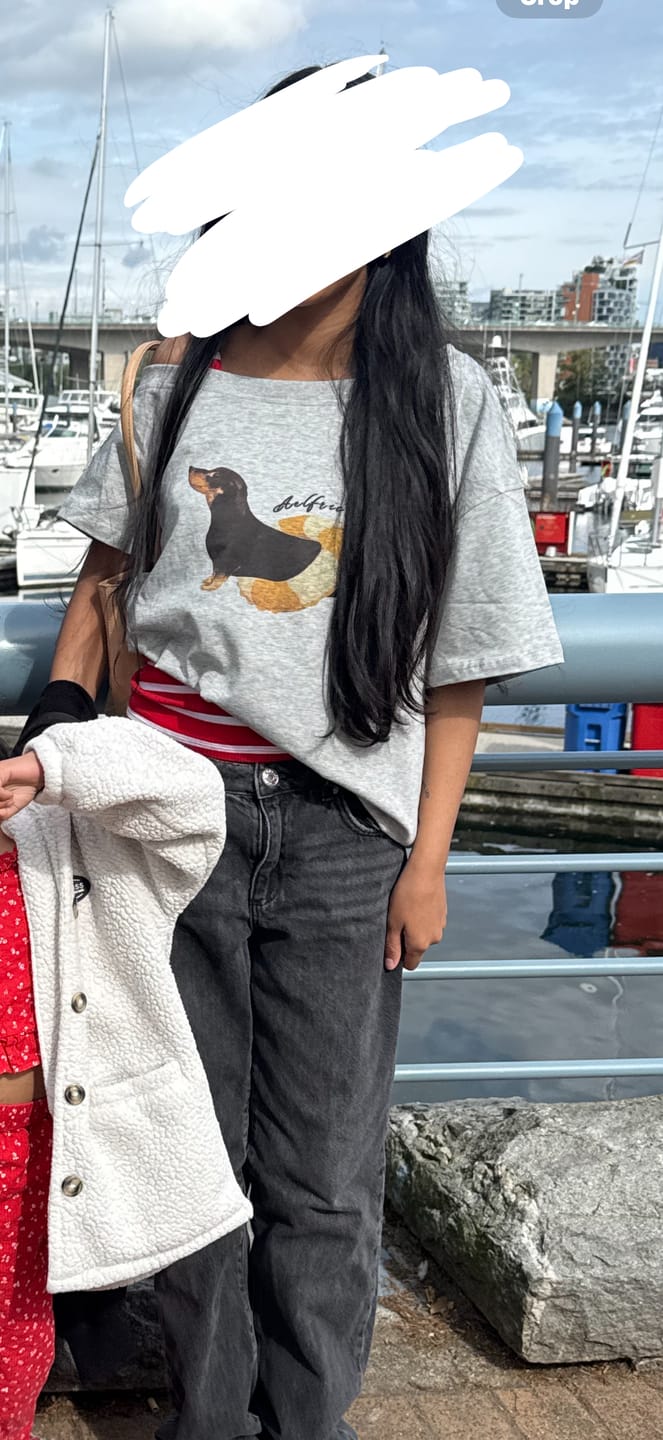 Customer photo review of Aelfric Eden Dachshund Off-The-Shoulder Tee