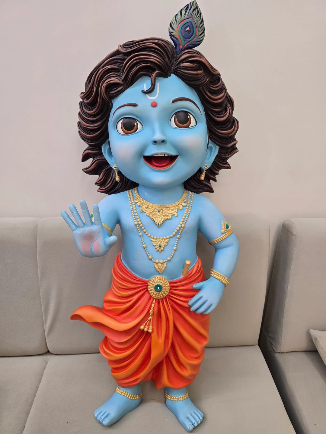 Customer photo review of Beautiful Bal Krishna 3x1.5ft Wall Mural | Ideal for enhancing your Kids Room