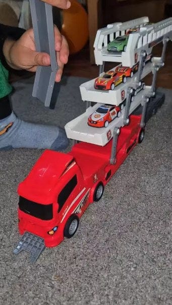 Customer photo review of LoadRacer Spielzeug Autotransporter | 6 Mini Autos Rennbahn LKW Lernspielzeug