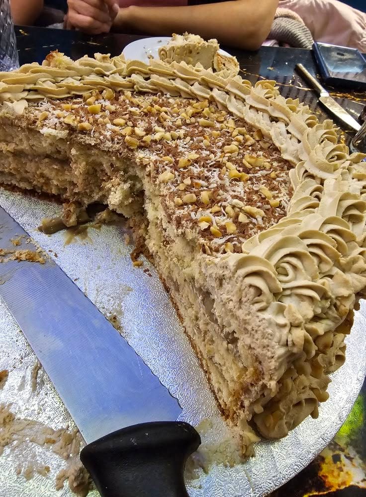 Customer photo review of Caramel and Almond Cream Cake