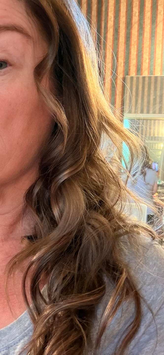 Customer photo review of 3x5 Inches Virgin Human Hair Toppers Mono Base Balayage Brown #4/27/4