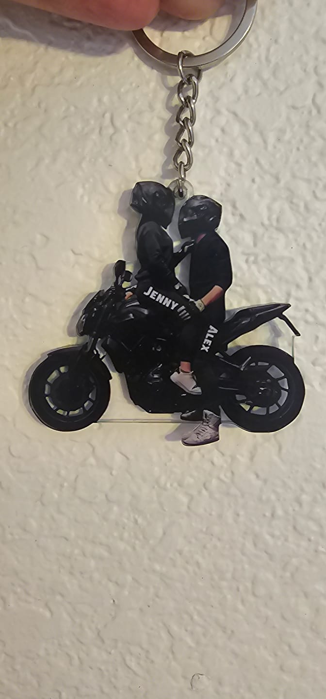 Customer photo review of Motorbike Couple - Personalized Acrylic Keychain - Gift For Couple, Motorbiker