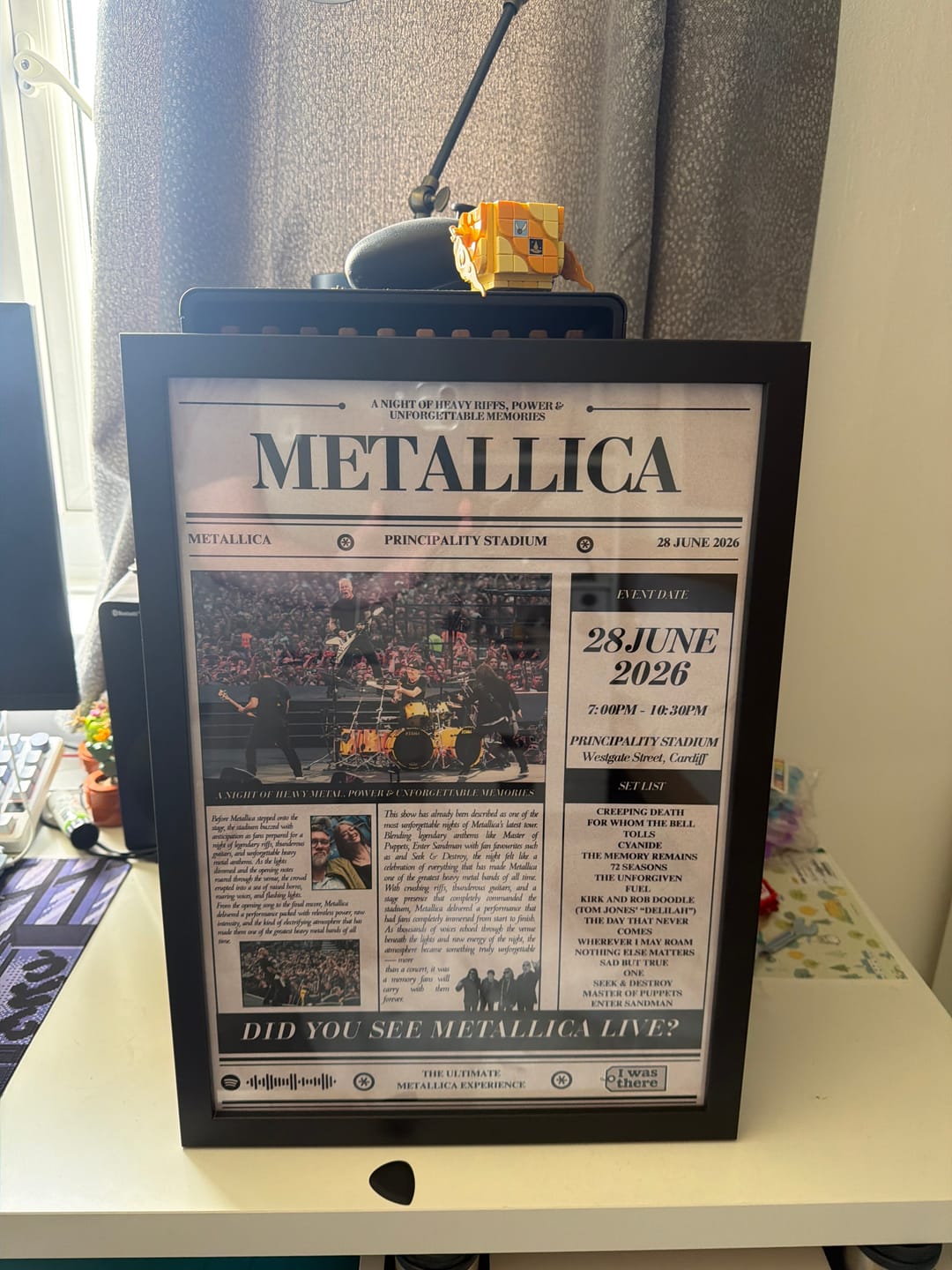 Customer photo review of Metallica - Personalised Newspaper Style Concert Poster
