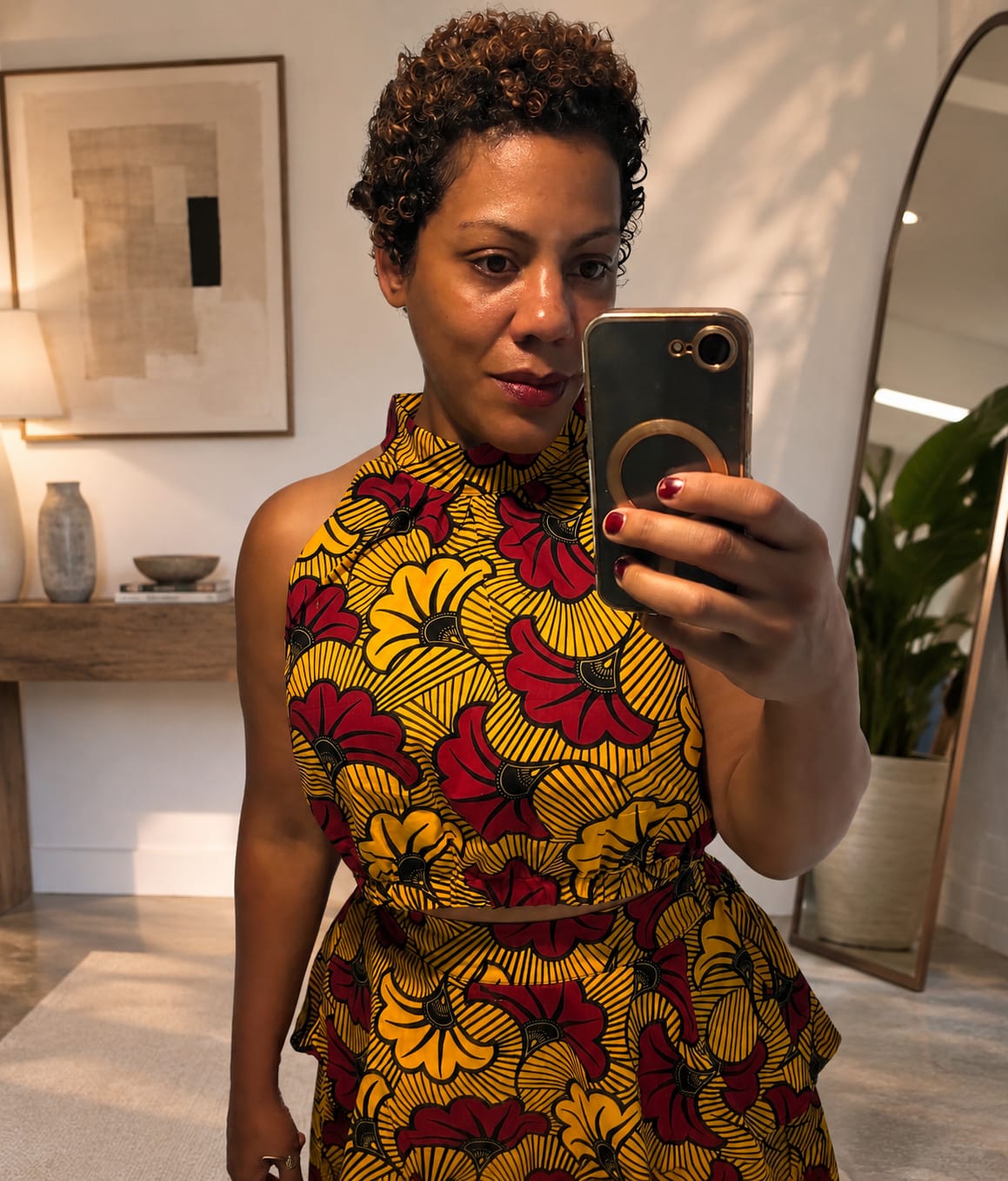 Customer photo review of GBEMI AFRICAN PRINT TWO PIECE SKIRT SET [ORANGE]