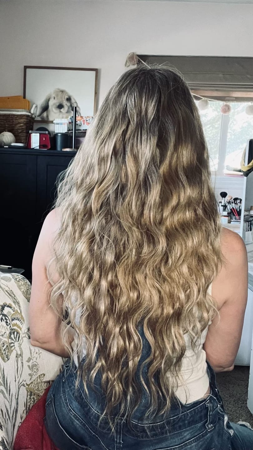 Customer photo review of [Pre Order] 6x6 Inches Virgin Human Hair Toppers Fishnet Base Balayage Blonde #2/6/18