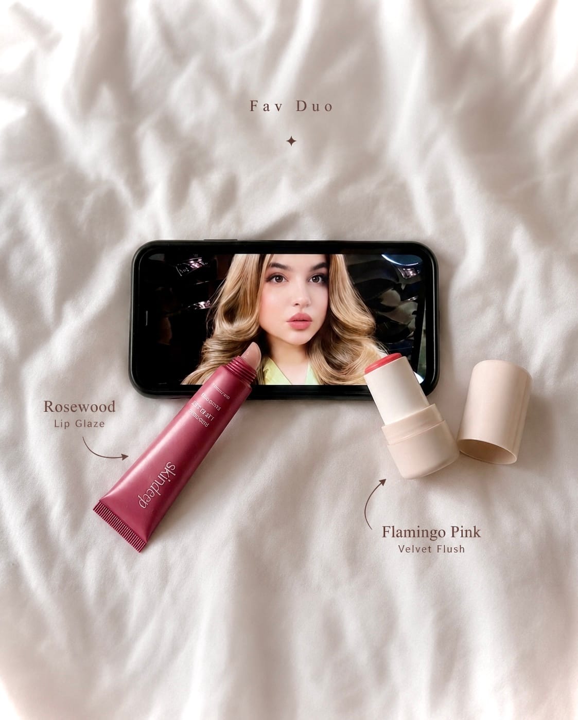 Customer photo review of Lip Glaze+Velvet Flush Duo