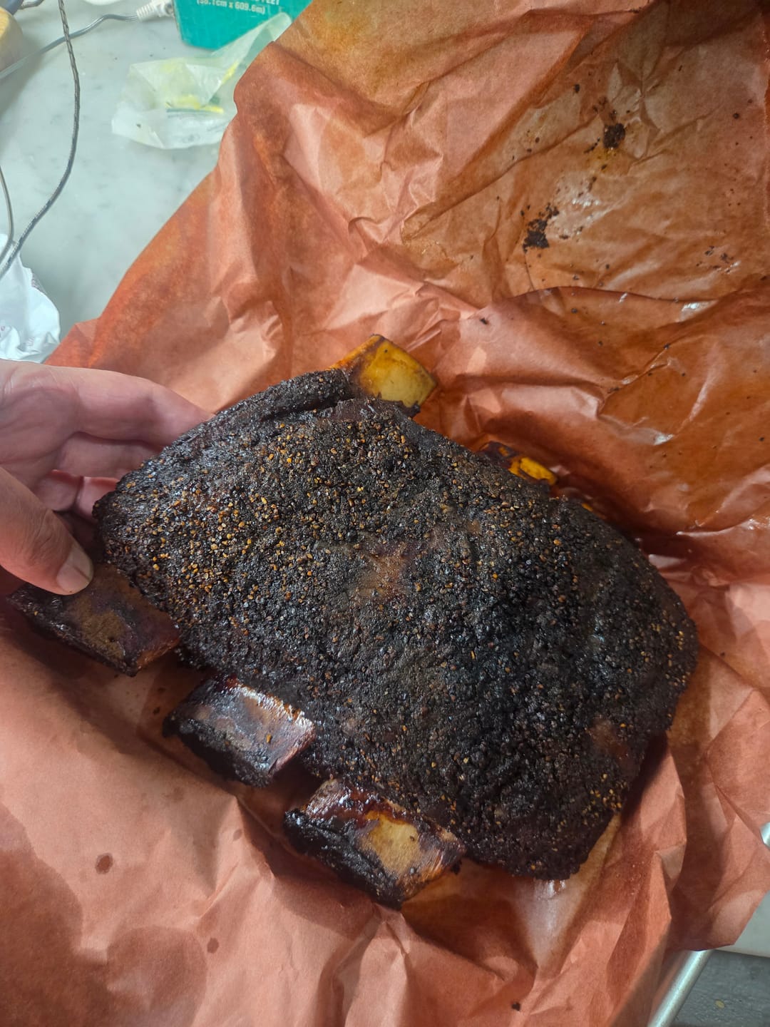Customer photo review of USDA Choice Beef Plate Ribs (Dino Ribs) + FREE Meat Church Holy Cow BBQ Rub