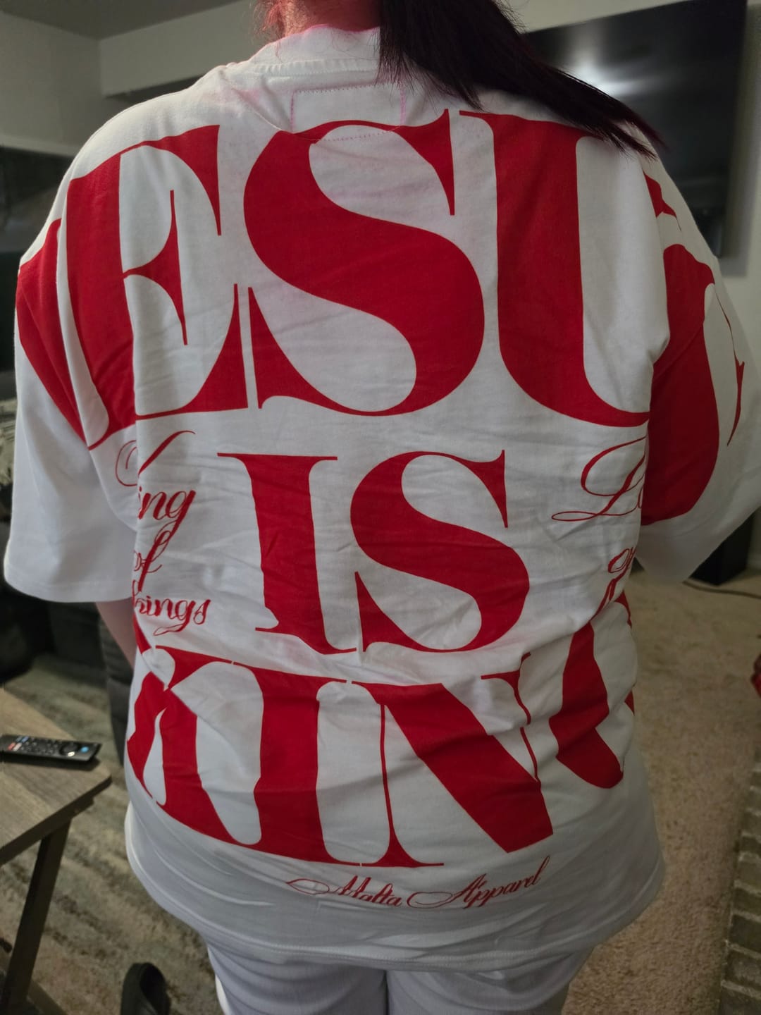Customer photo review of [PRE-ORDER - SHIPS MID JULY] Jesus is King Jumbo Print Tee - Ivory (Oversized)