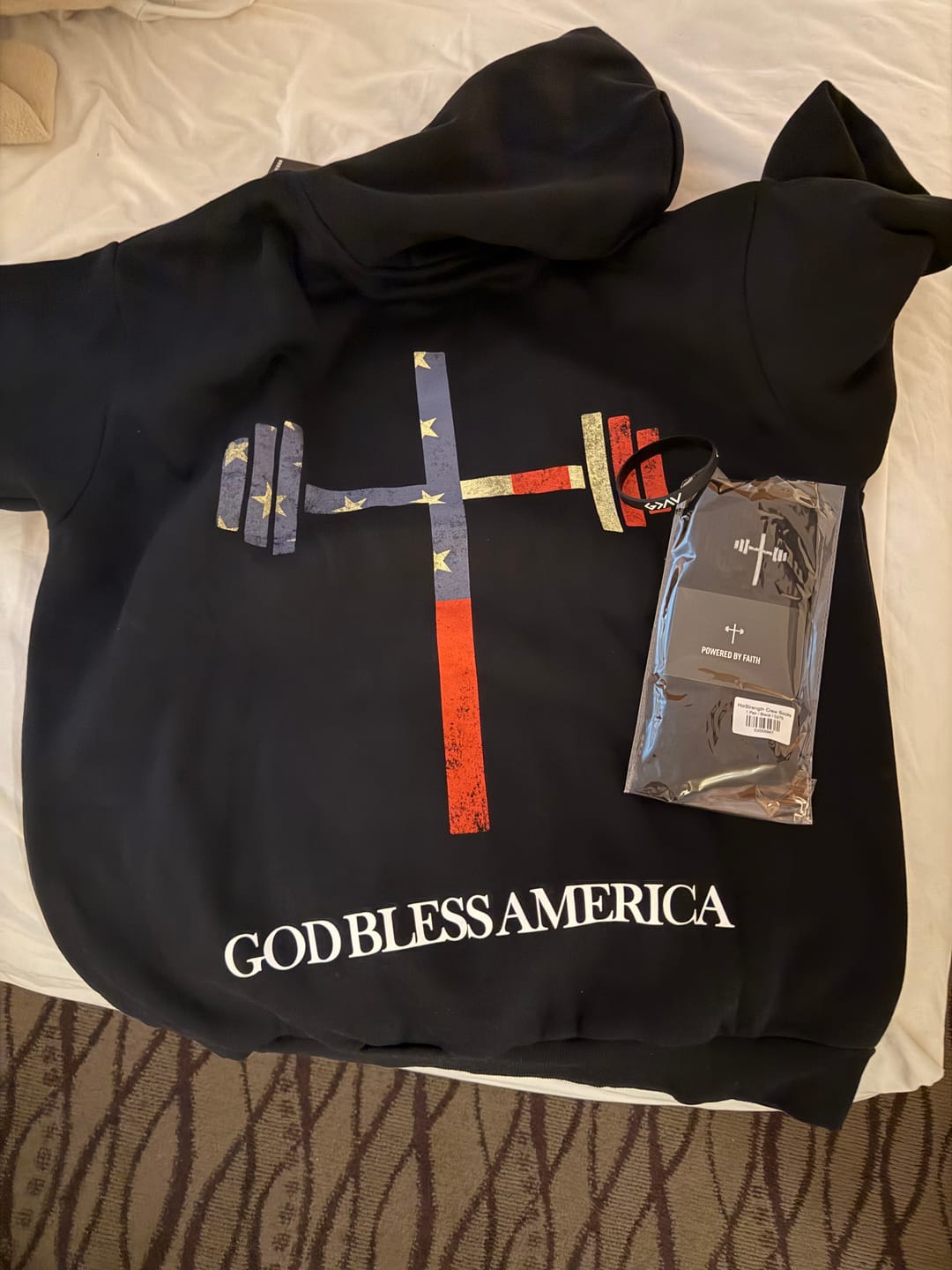 Customer photo review of God Bless America Hoodie