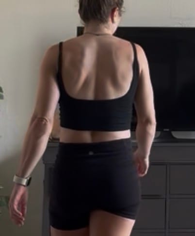 Customer photo review of Hebe Black Backless Crop Tank Top