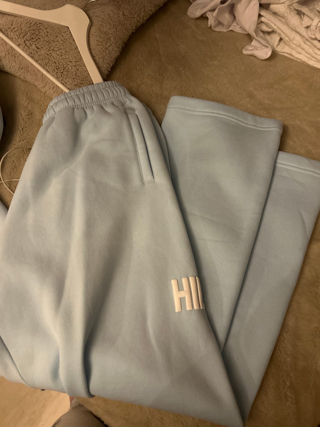 Customer photo review of GATED COMMUNITY STRAIGHT LEG SWEATPANTS LIGHT BLUE