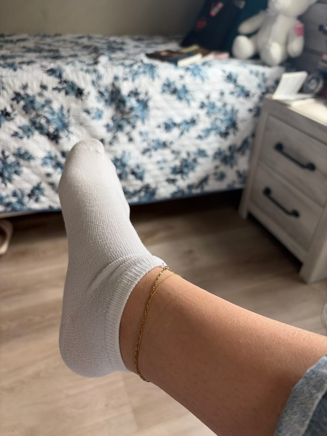 Customer photo review of Layered Dainty Crystal Anklet