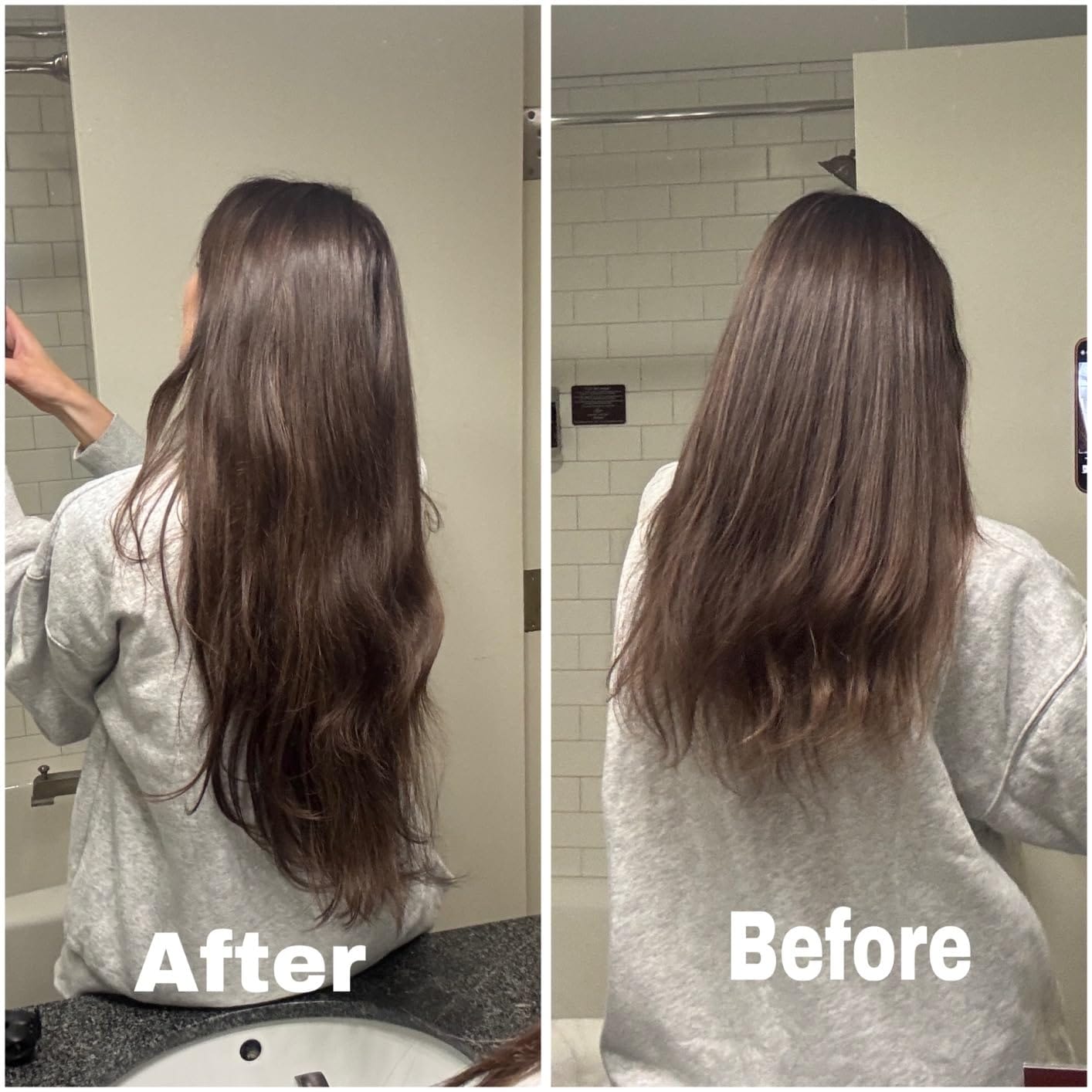 Customer photo review of 100% Real Virgin Human Hair Keratin Tip Pre Bonded Hair Extensions Darkest Brown (#2)