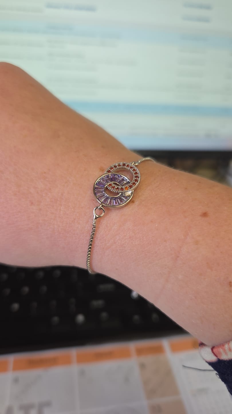 Customer photo review of Personalized Linked Birthstone Bracelet