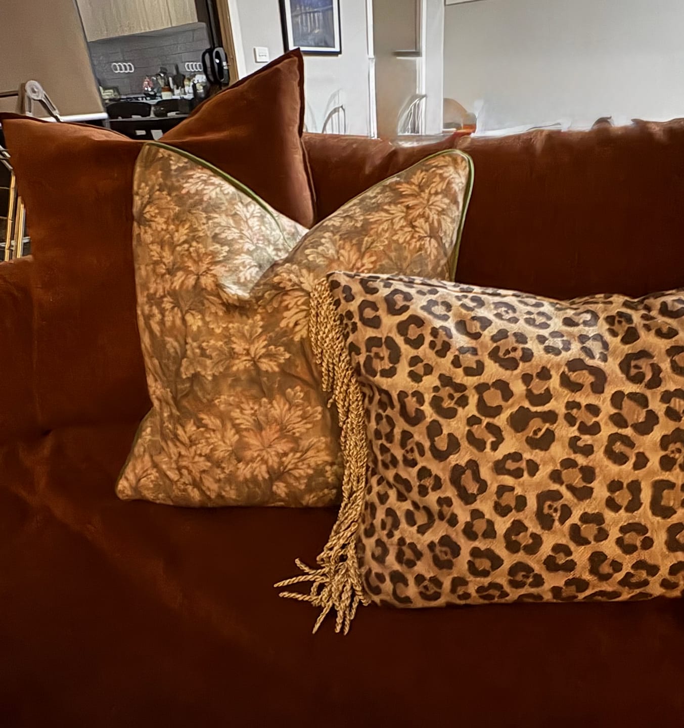 Customer photo review of Olive and Blush Tapestry Cushion Cover 50x50cm