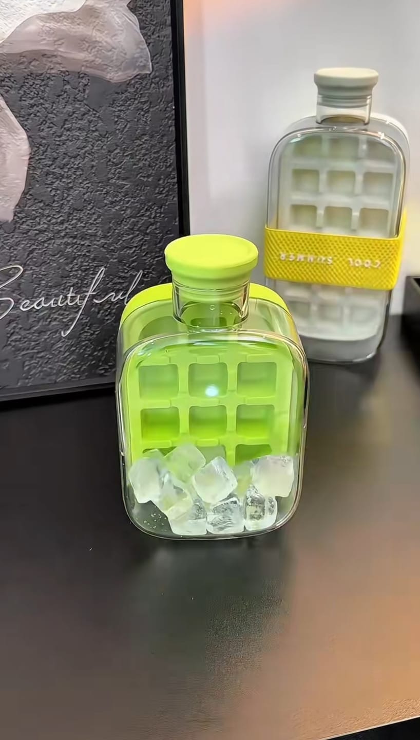 Customer photo review of Ice Cube Bottle, 2 in 1 Touch-Free Ice Cube Tray 500ml
