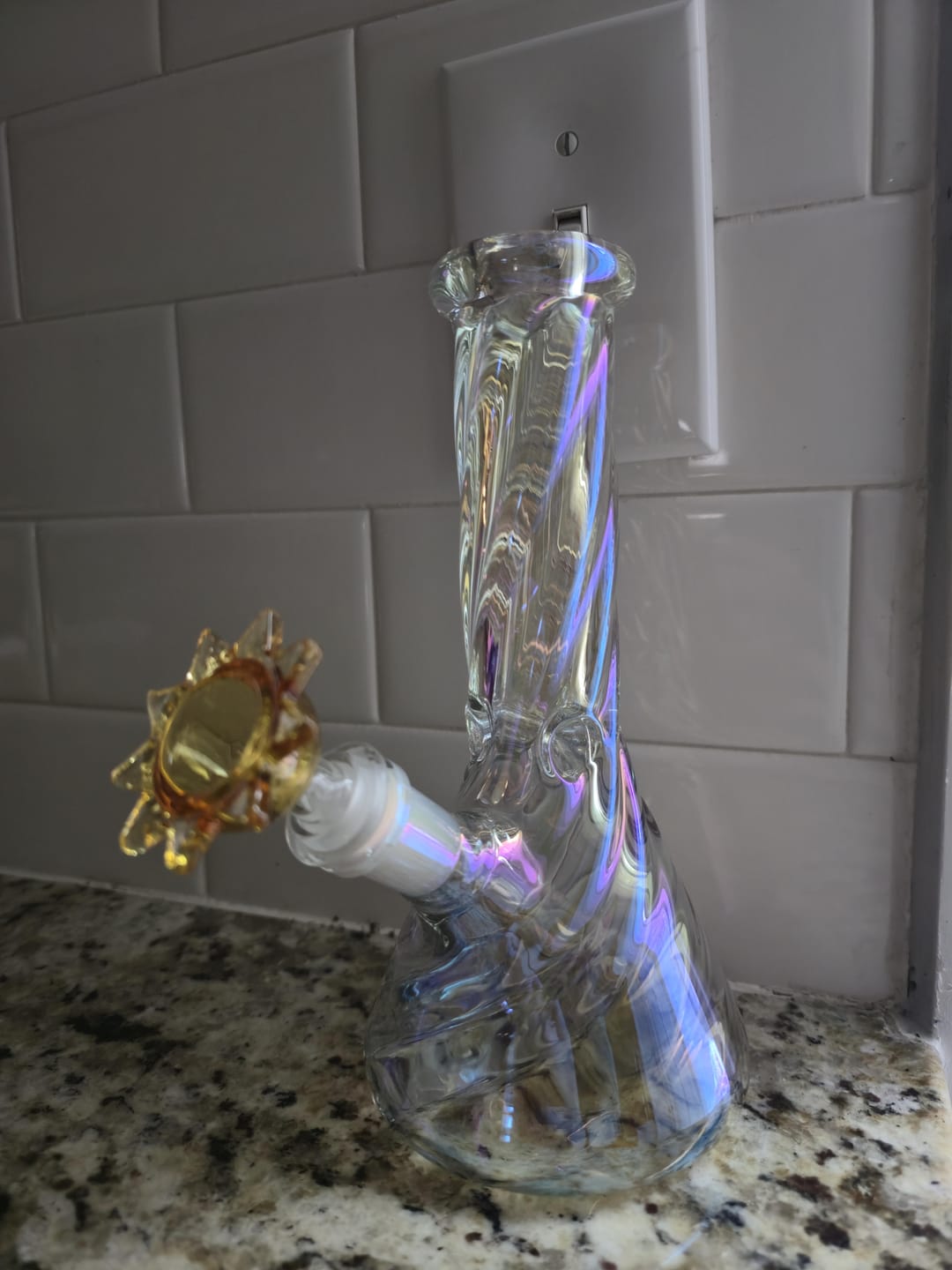 Customer photo review of IRIDESCENT SWIRL BONG 8"