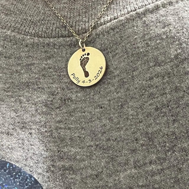 Customer photo review of Baby Footprint Necklace