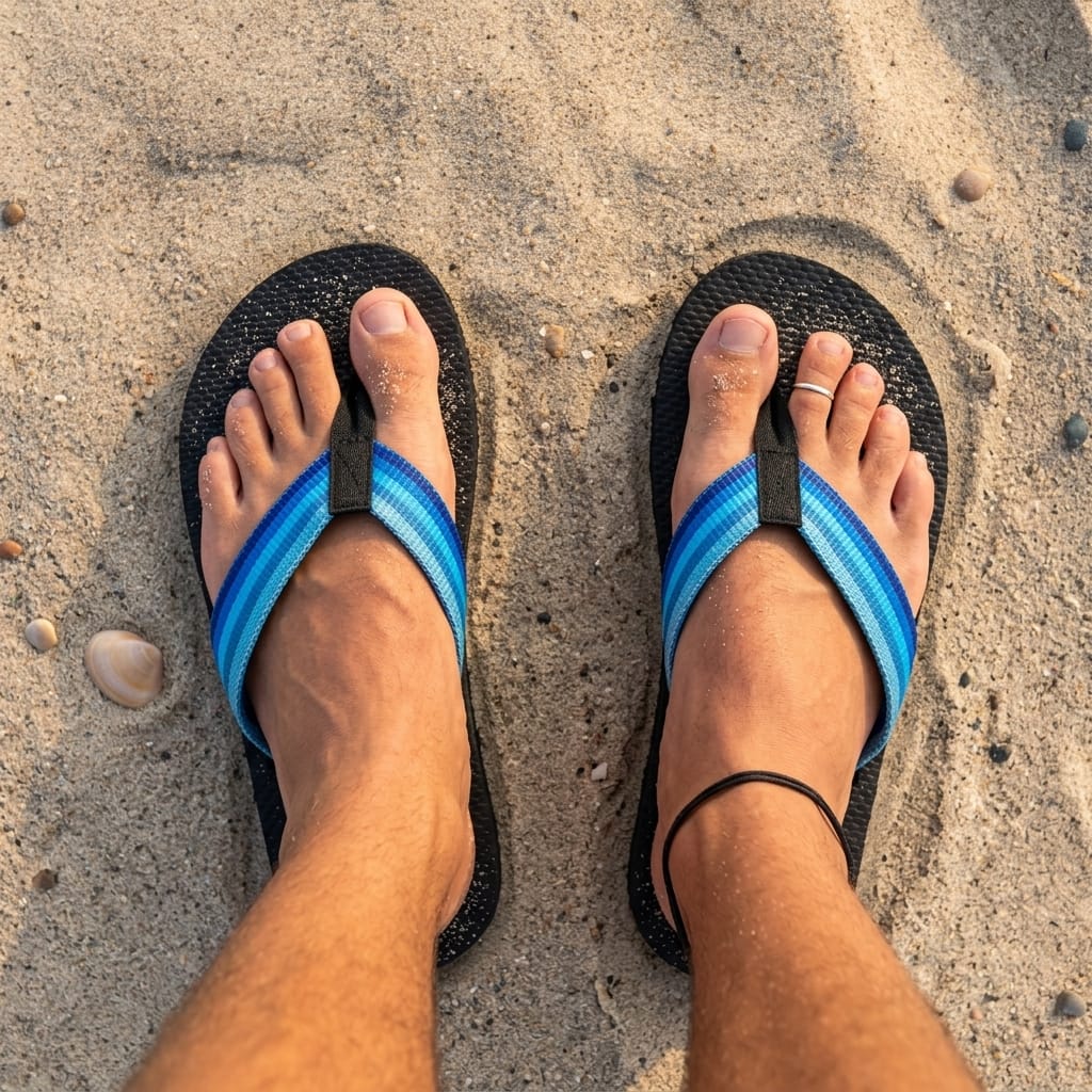 Customer photo review of Hidden Print Beach Flops