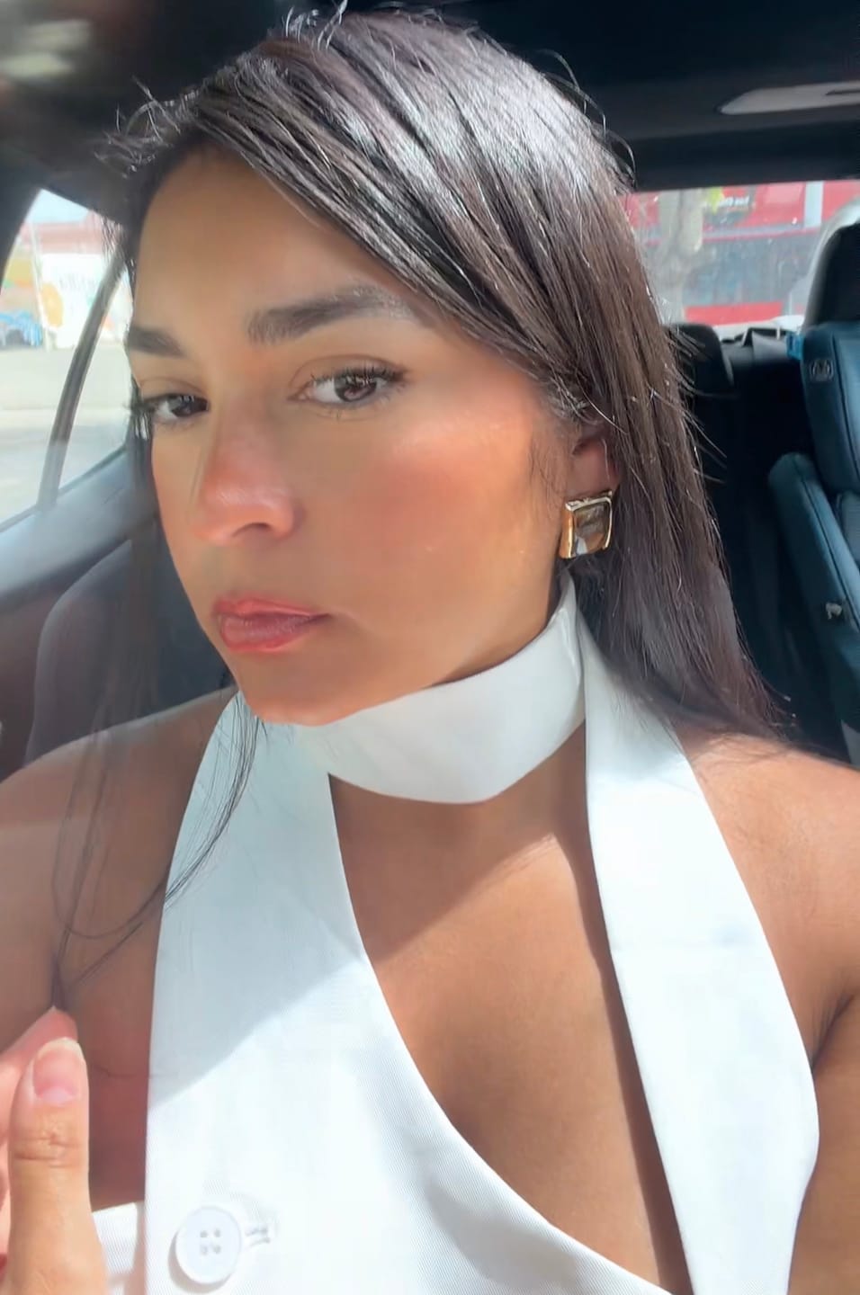 Customer photo review of Mirage Stone Earrings Brown