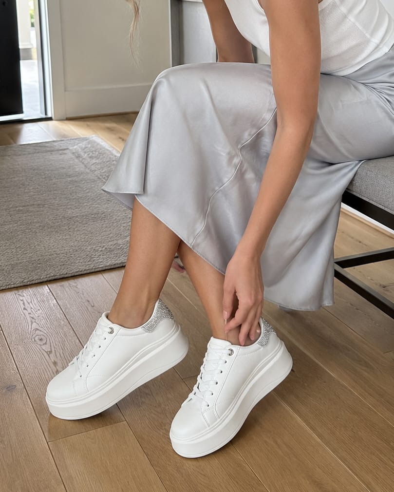 Customer photo review of Lucky Step Platform Court Sneakers