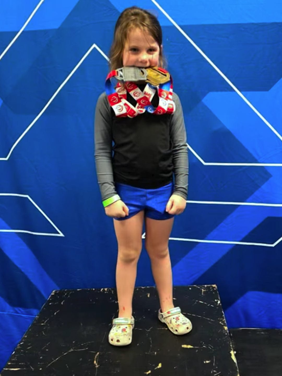 Customer photo review of Standard Gray Long Sleeve No-Gi Kids BJJ Rash Guard