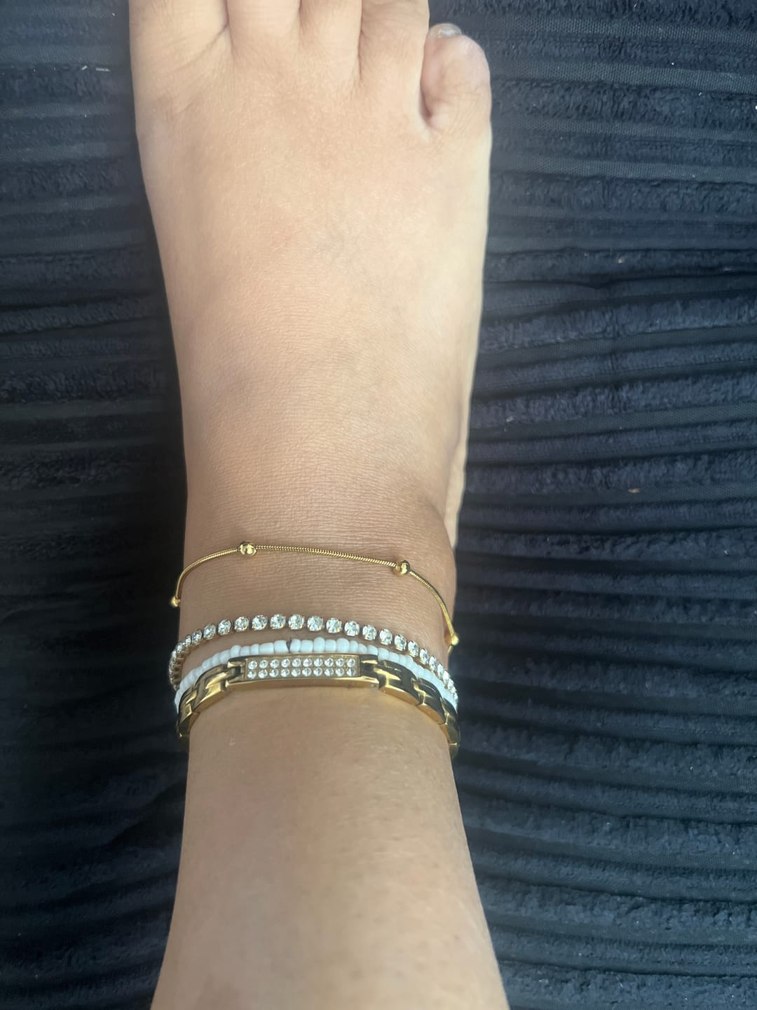 Customer photo review of Luxury GOLD Health Anklet