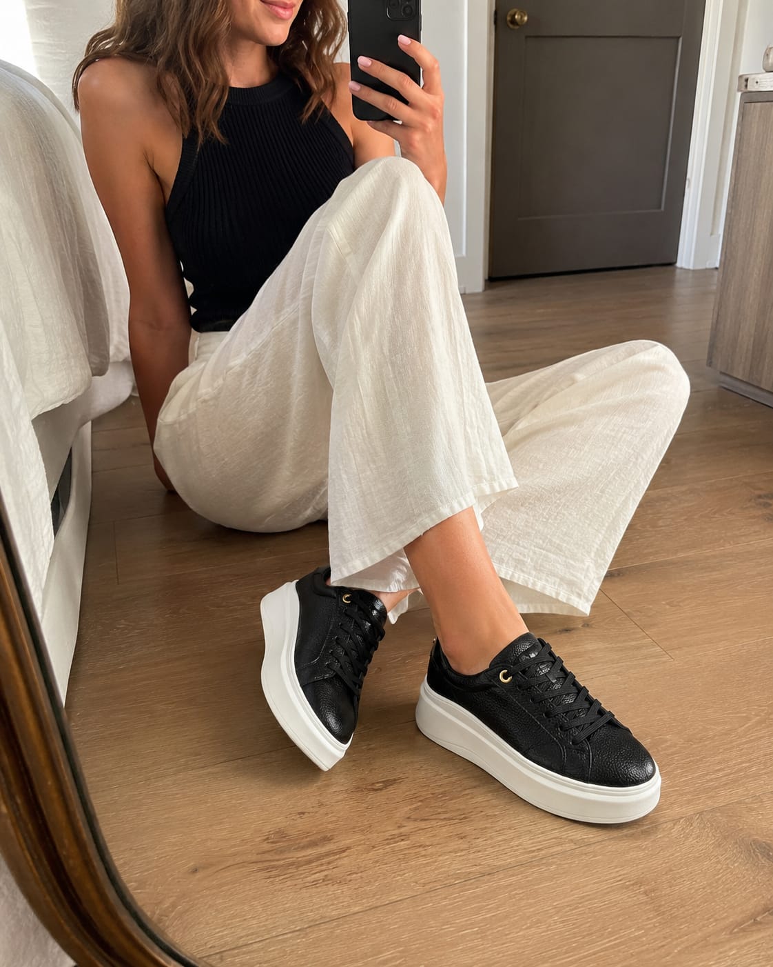 Customer photo review of Lucky Step Platform Court Sneakers