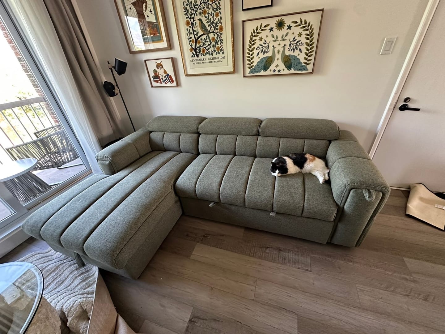 Customer photo review of VICTOR - Sofa lit 99" avec rangement vert