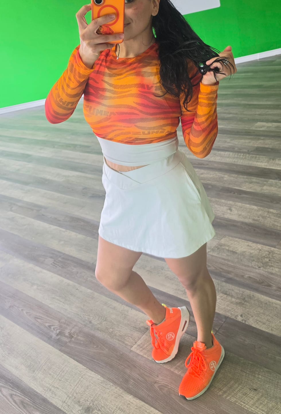 Customer photo review of Wildbeat Long Sleeve Mesh Crop Top