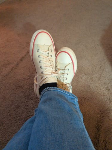 Customer photo review of All-American Low-Top Antique White/Crimson