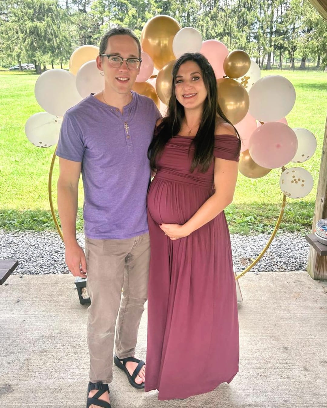 Customer photo review of Ariana Maxi Maternity Moon Dress in Wine Red