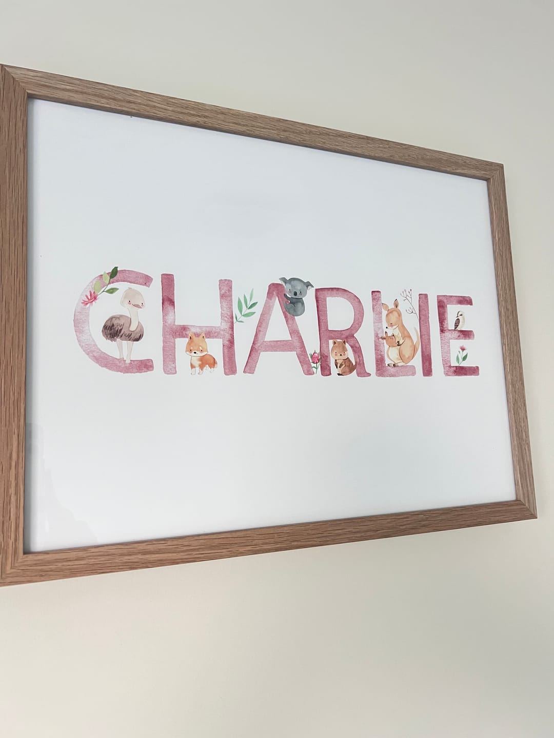 Customer photo review of Australian Animals Floral Name Print